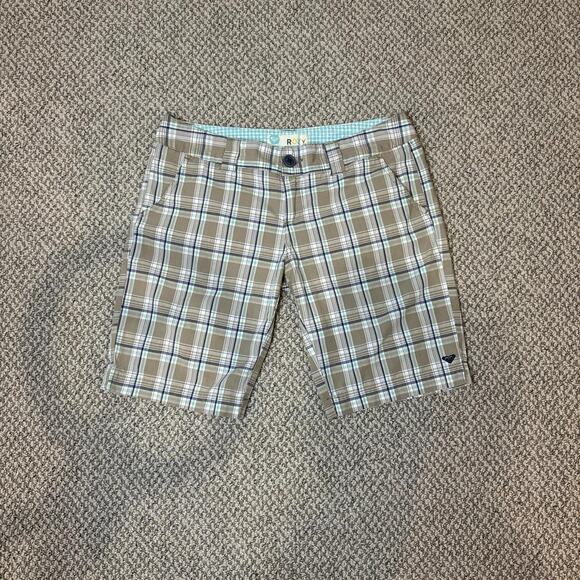 Cute vintage y2k blue and brown plaid Roxy shorts - Picture 1 of 6